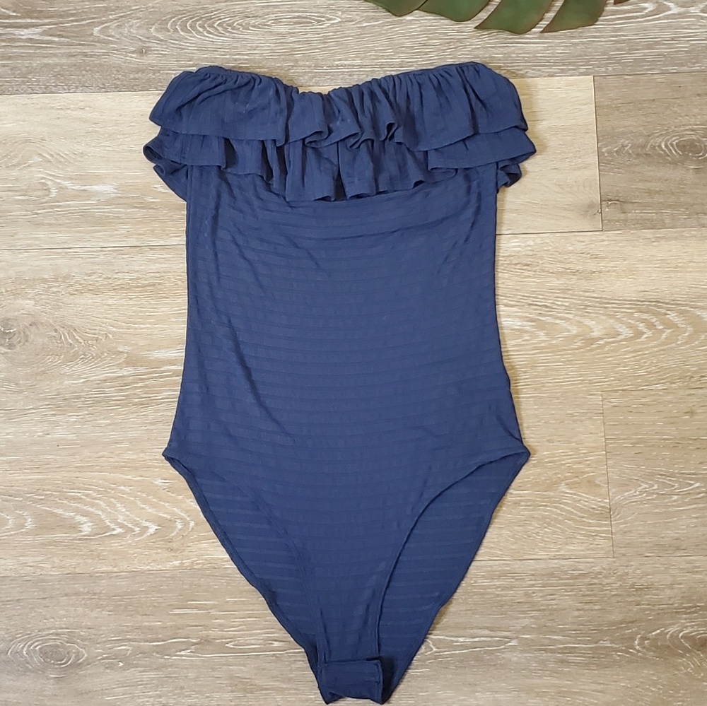 Indigo Ruffle Layer Bodysuit - Picture 2 of 4